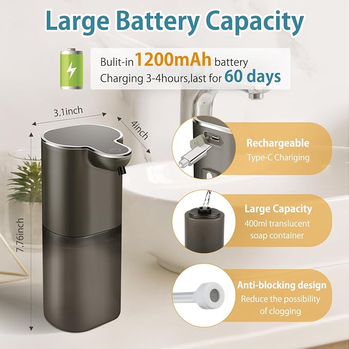 Soap Dispenser, Automatic Foaming Soap Dispenser - Image 5