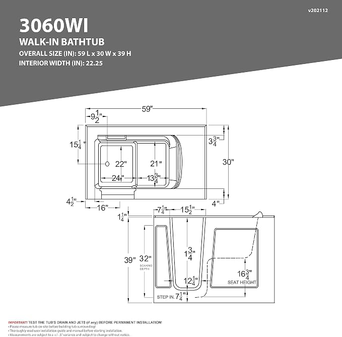 ANZZI Walk-In Soaking Tub 30x60 in Left Drain Quick Fill White – Deep - Image 5