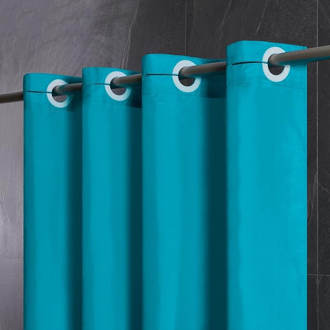 Furlinic Teal Extra Long Shower Curtain No Hooks Needed 96 Length, Waterproof by Furlinic