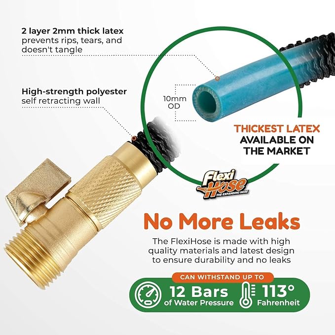 Flexi Hose PLUS with 8 Function Nozzle Expandable Garden Hose, Lightweight & - Image 4