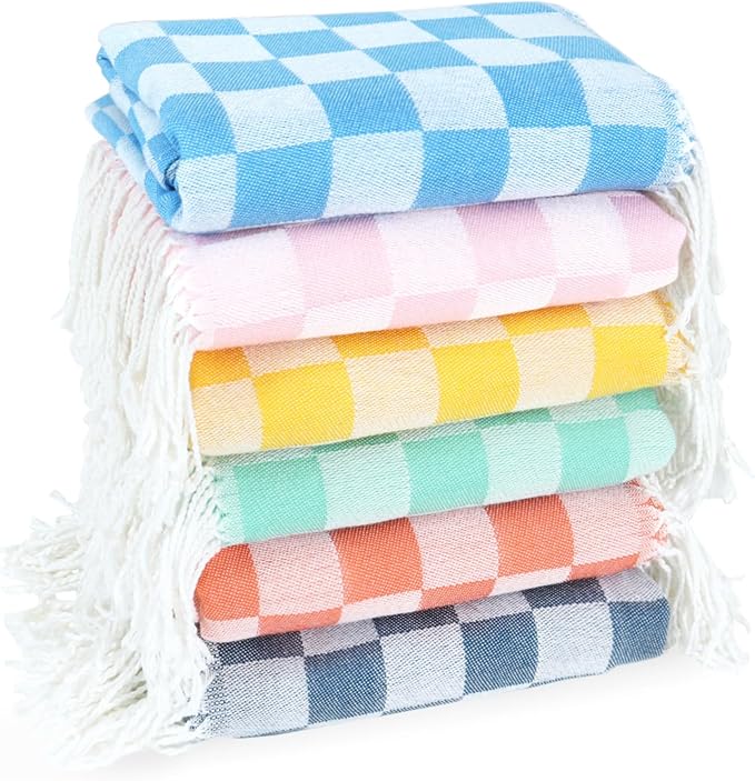 6 Pack Cotton Turkish Beach Towel Lightweight Thin Travel Vacation Essentials by Unknown
