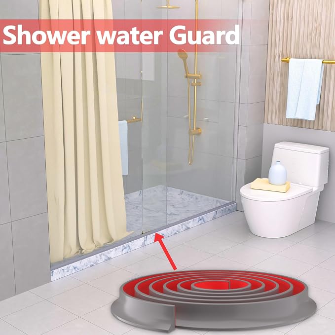 Collapsible Shower Threshold Water Dam, Self Adhesive Silicone Waterproof - Image 6