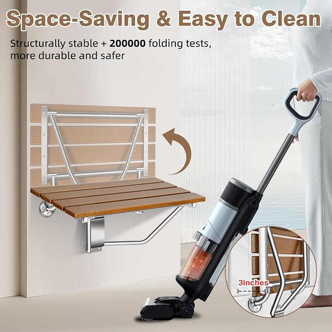 28'' Folding Shower Seat Wall Mounted, Folding Shower Bench - Image 6