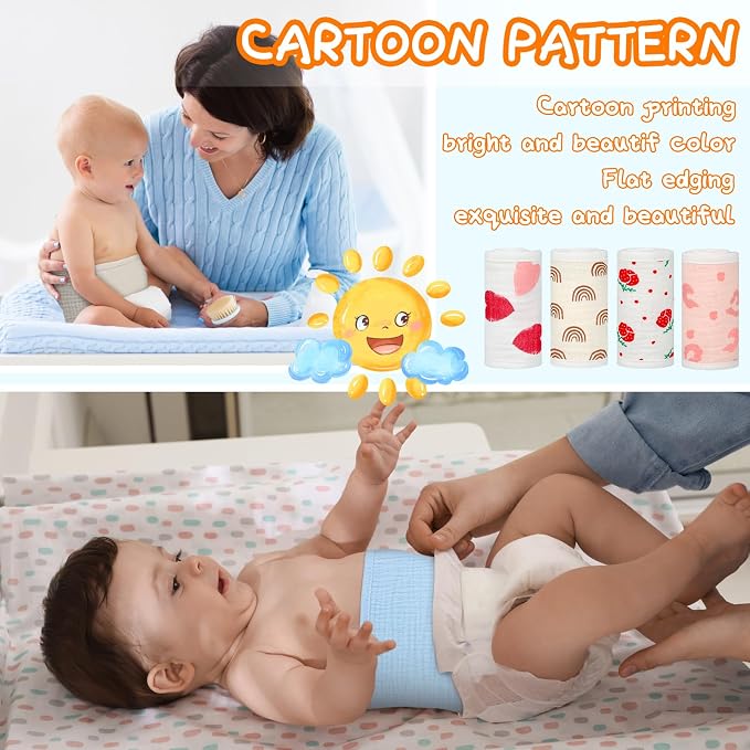 Vabean 8 Pcs Baby Infant Umbilical Cord Comfort Adjustable Cotton Belly Band - Image 3