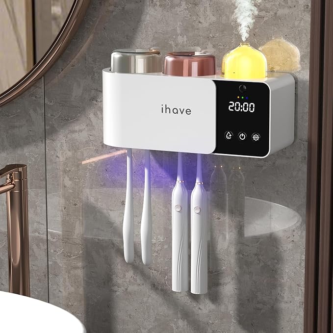 iHave Toothbrush Holders with UV Toothbrush Sanitizer, Aromatherapy Diffuser & by ihave