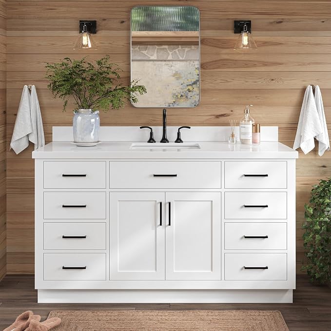 ARIEL Hepburn 61" White Bathroom Vanity by Ariel