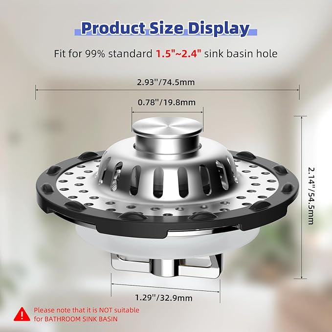 Metal 2 Pack Bathtub Drain Stopper - Image 9