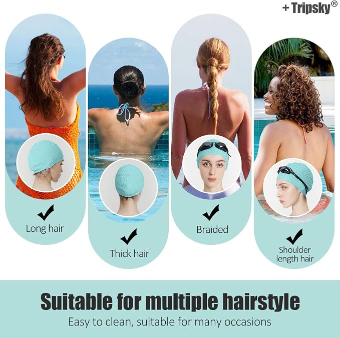 Tripsky Silicone Swim Cap, Comfortable Bathing Cap Ideal - Image 2