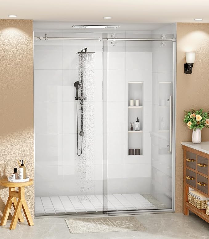 Bathbliss Glass Shower Door 56"-60" Wx76 H, Frameless Sliding Glass Door by Unknown