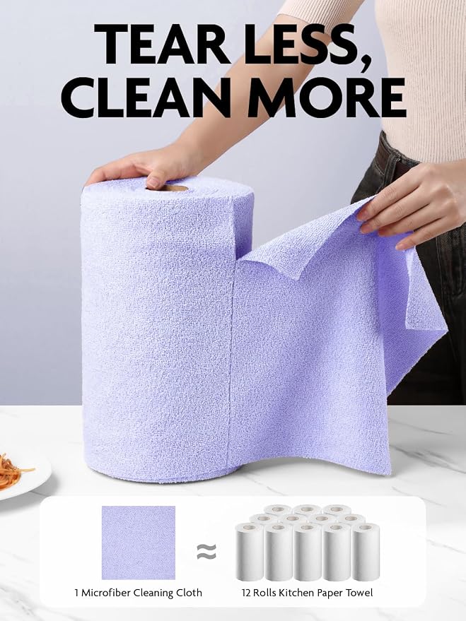 Fantasticlean Microfiber Cleaning Cloth Roll -75 Pack, Tear Away Microfiber - Image 2