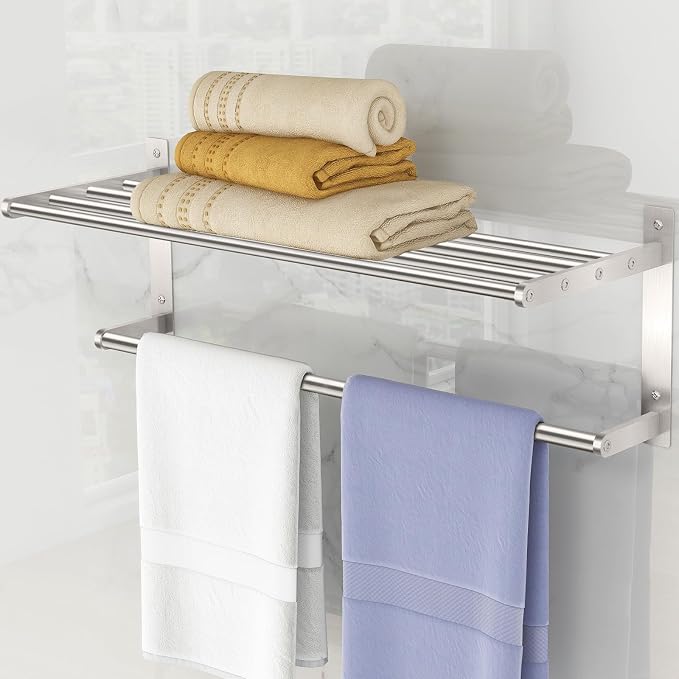 Towel Racks for Bathroom, 2 Tier Bathroom Shelf by Bethom