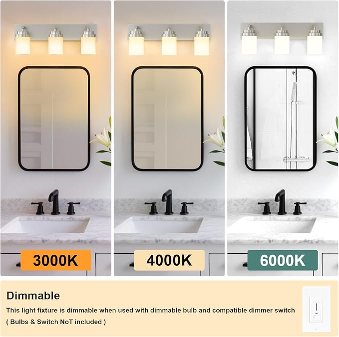 IZORRO Bathroom Vanity Light Fixture, 3-Light 22 Inch Brushed Nickel Bathroom - Image 4