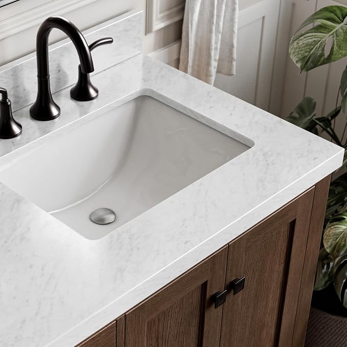 ARIEL Cambridge 61 Inch Double Rectangular Sink Bathroom Vanity - Image 3