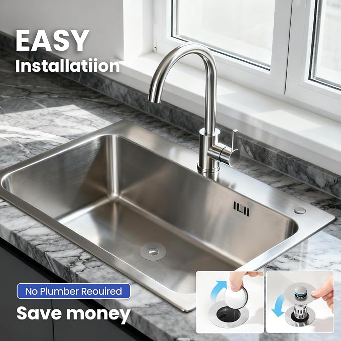 Universal Bathroom Sink Stopper, Pop Up Sink Drain Strainer Plug - Image 9