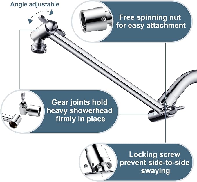 BRIGHT SHOWERS Brass Shower Head Extension Arm - Image 3