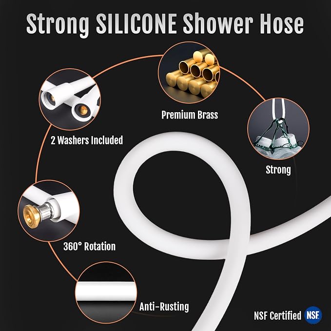 Super Flexible Silicone Shower Head Hose Extension, Kink-Free Handheld - Image 4