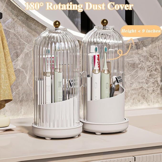 Toothbrush Holders with Cover, Drainage Rotating Electric Toothbrush Organizer - Image 4