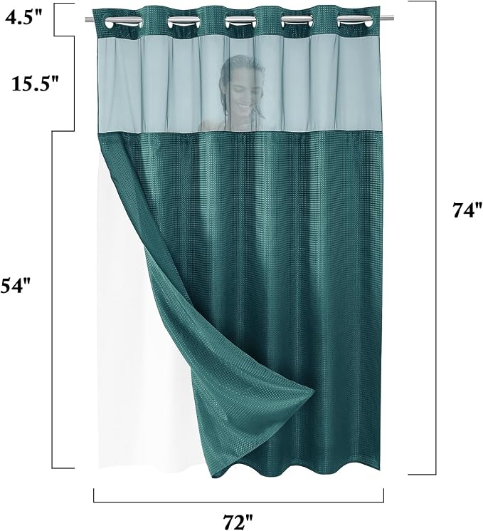 Gibelle No Hook Waffle Weave Shower Curtain - Image 7