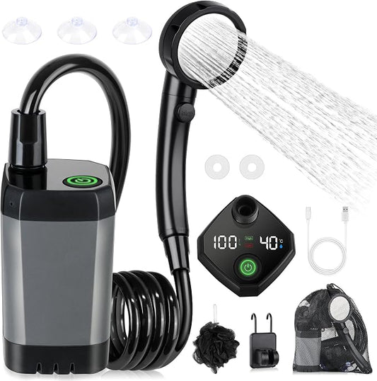 Portable Shower for Camping, Spopal 6000mAh Rechargeable Camping Shower by Spopal