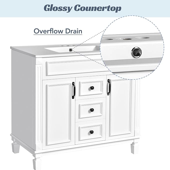 Merax 36” Bathroom Vanity with Sink, Freestanding Single Bathroom Sink Vanity - Image 5