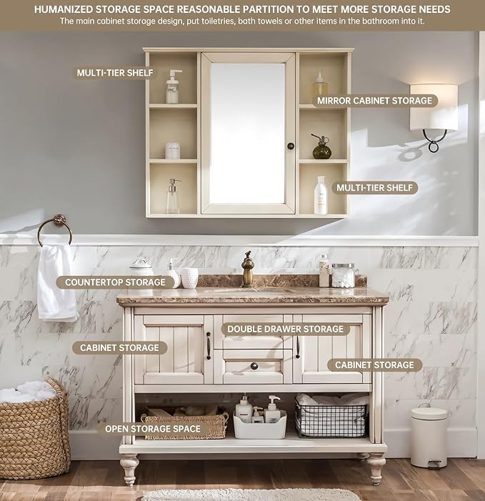 Freestanding Bathroom Vanity, Single Sink Bathroom Vanity Include Smart Mirror - Image 3