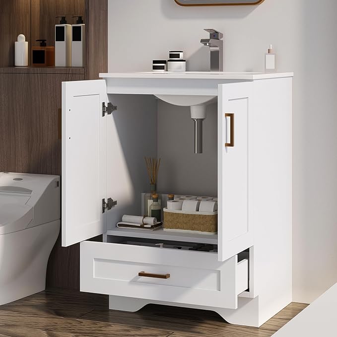 30 inch Bathroom Vanity with Sink, Modern White Vanity - Image 6