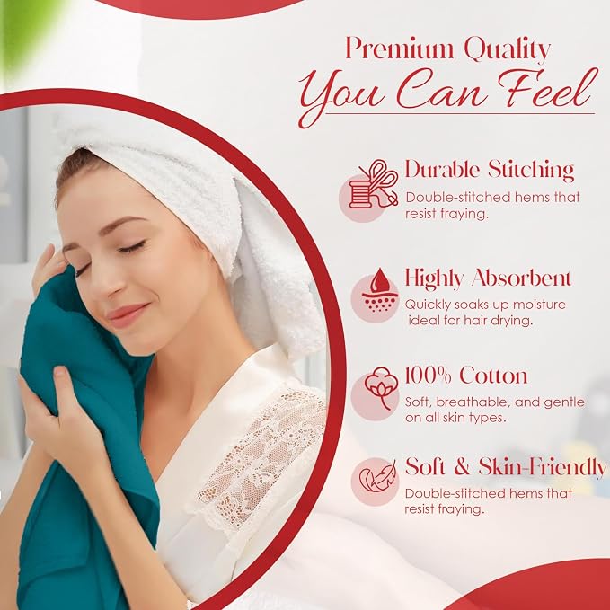 RIVERSIDE 6 Pack Premium Hand Towels Set, 16x28 inches, 100% Ring Spun Cotton - Image 4