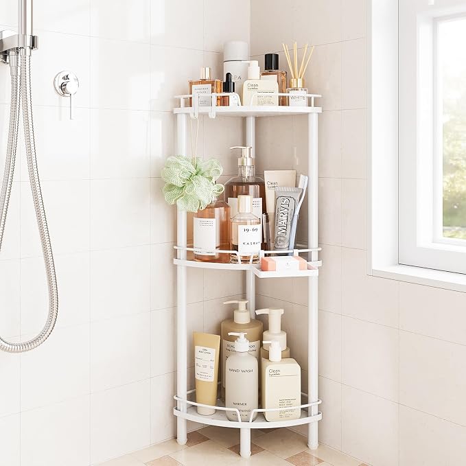 ELYKEN Corner Shower Caddy Standing, 3 Tier Rustproof Metal Shower Organizer by ELYKEN