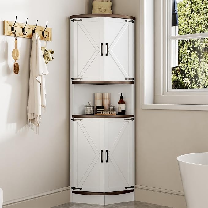 64.8" Farmhouse Corner Cabinet, Dining Room Tall Corner Cabinet - Image 5