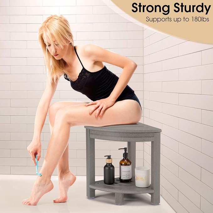 HDPE Corner Shower Stool, Shower Bench Seat - Image 7