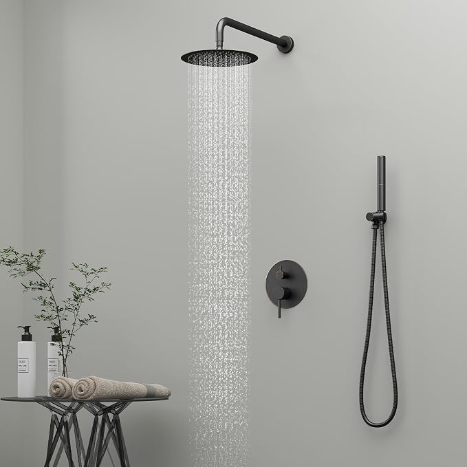 BESy Shower System with 10 Inch Round Rain Shower Head and Handheld Wall Mounted - Image 3