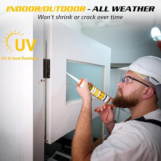 White Advanced Silicone Caulk, 100% Waterproof Silicone Sealant Indoor Outdoor - Image 5