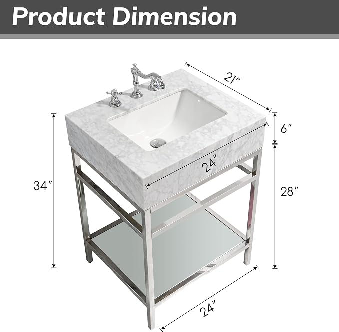 GESIPOR Bathroom Carrara Marble Vanity - Image 7
