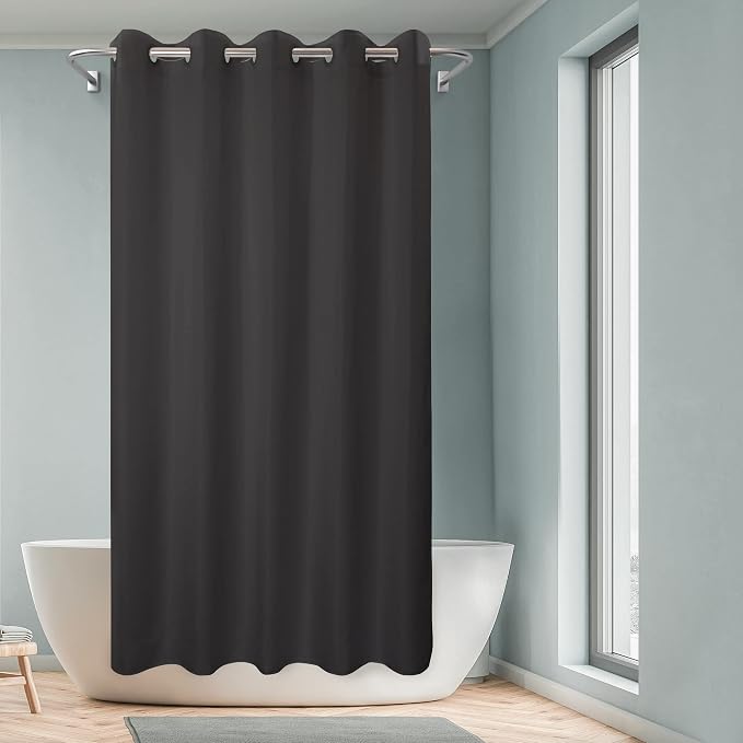 River Dream Extra Long No Hook Black Shower Curtain or Liner Soft Microfiber - Image 7