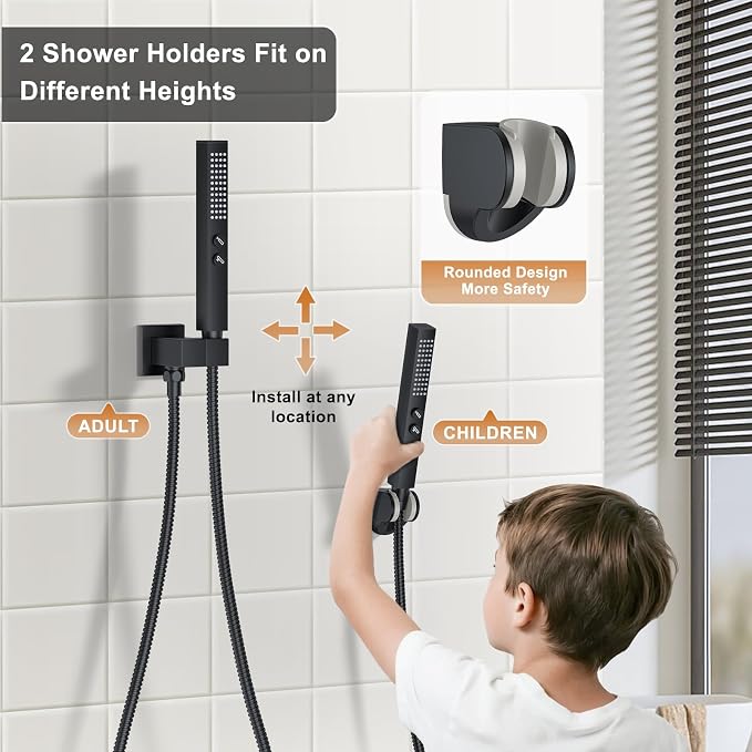 Shower Faucet Set, Ceiling Mount Shower System 12-inch & 6-inch Dual Shower - Image 5
