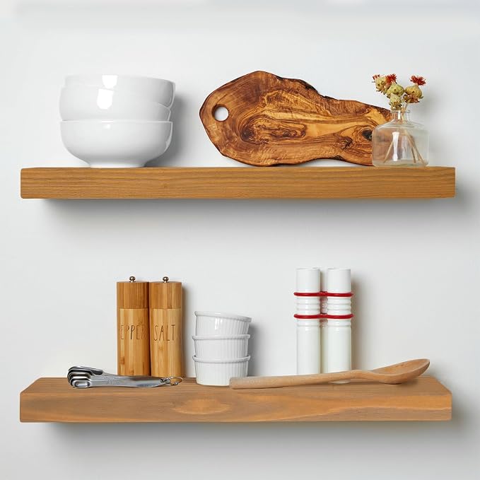 Homeforia 24 inch Golden Oak Floating Shelf, High End Solid Real Wood 24inch by Homeforia
