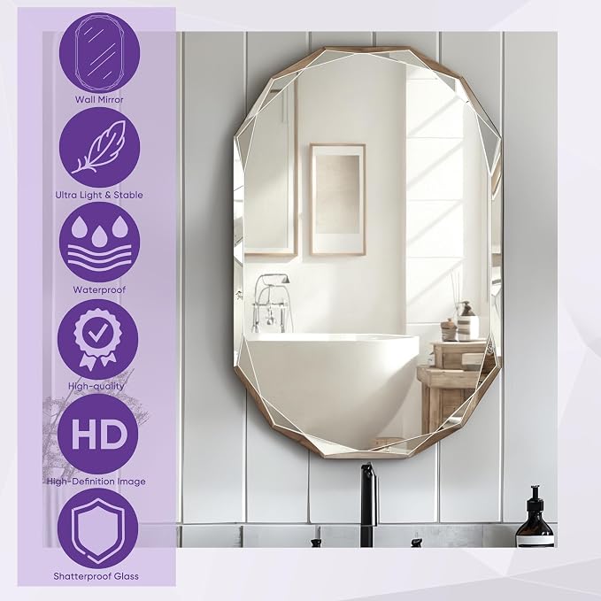 Bathroom Mirror for Wall, Bathroom Vanity Mirror, Wall Mount Vanity Mirrors - Image 3
