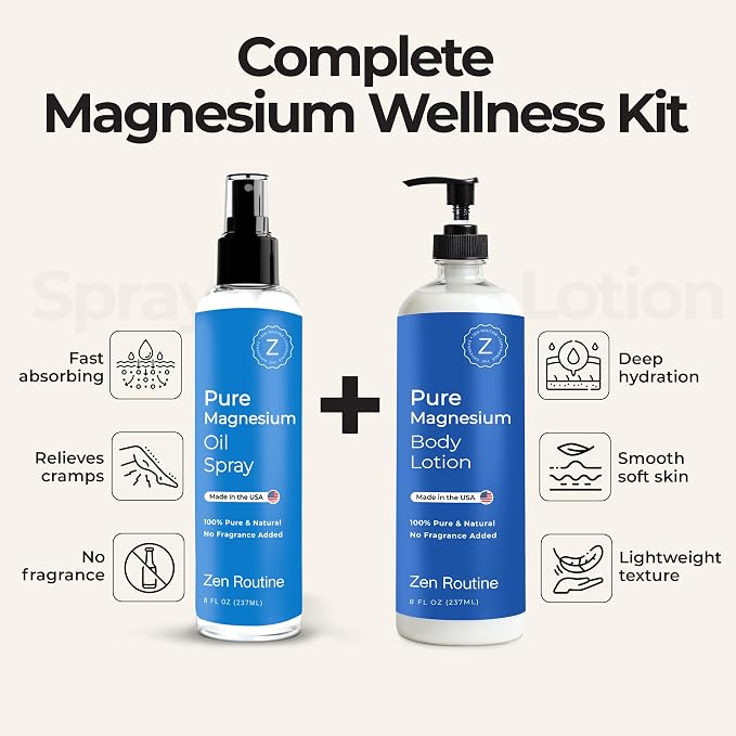Magnesium Lotion + Magnesium Oil Spray Set | Pure Topical Magnesium - Image 2