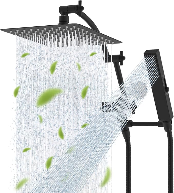 Hibbent All Metal CUPC Certified 10'' Rainfall Shower Head, Dual Shower Head by Hibbent