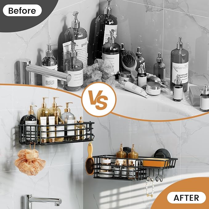 LEVERLOC Shower Caddy Suction Cup, 2 Pack Shower Shelves - Image 9