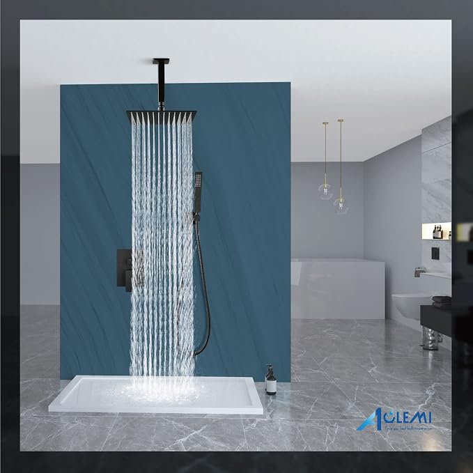 Aolemi Matte Black Ceiling Mount Rain Shower Head - Image 8