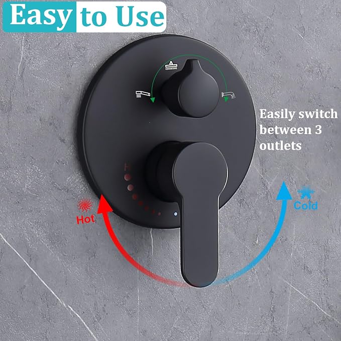 3 Way Shower Diverter Valve Wall Mount Pressure Balancing Shower Diverter - Image 2