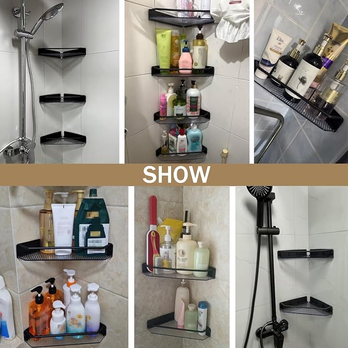Corner Shower Caddy, 2 Pack Adhesive Bathroom Shelves，Acrylic Shower Shelf Rack - Image 9