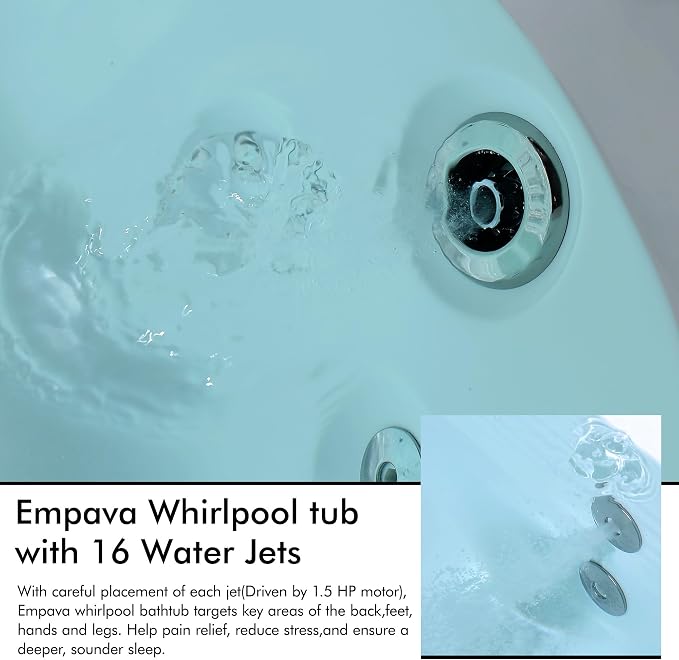 Empava 71" two Person Acrylic Whirlpool Bathtub - Image 7