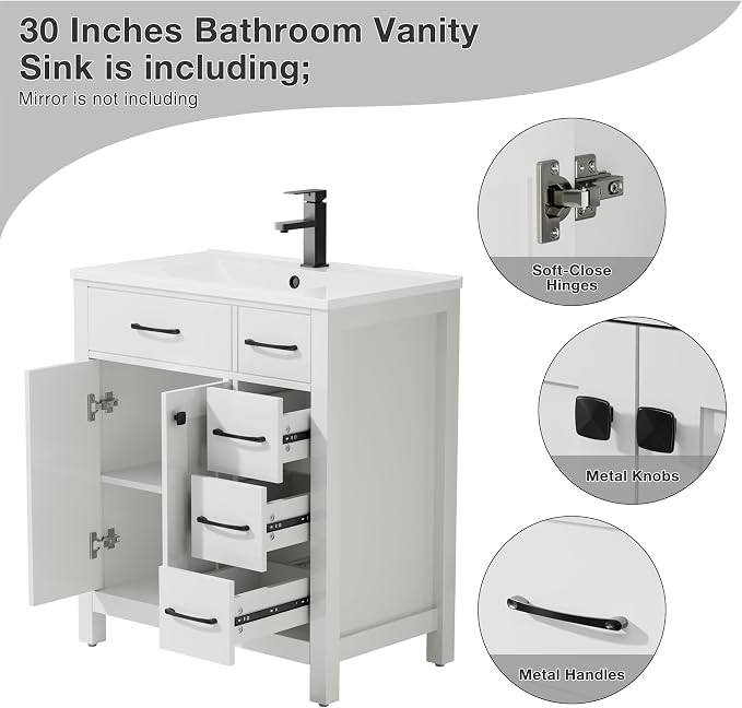 LUCKWIND 30" Modern Bathroom Vanity - Image 5