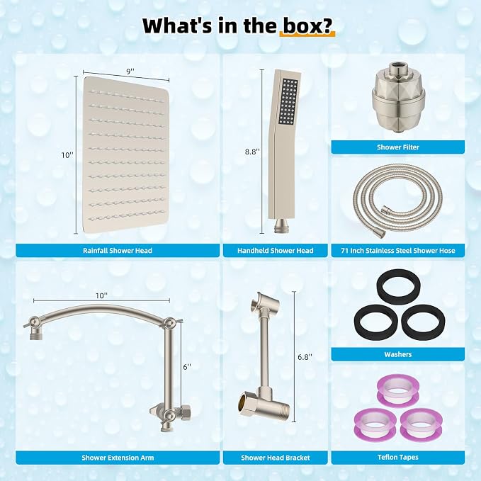 Hibbent Metal 10'' Filtered Rainfall Shower Head - Image 8
