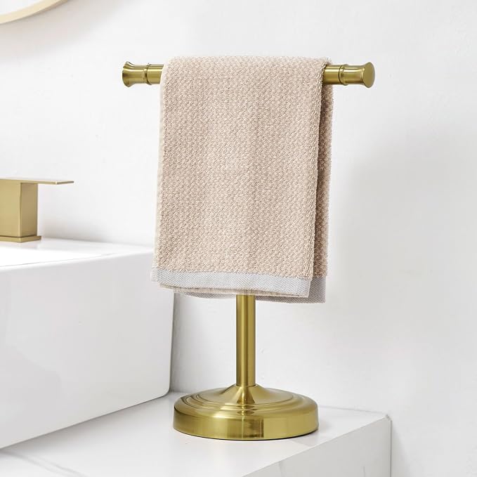 RUMOSE 13 Inch Brushed Gold Towel Stand Hand Towel Holder Bathroom Kitchen - Image 2