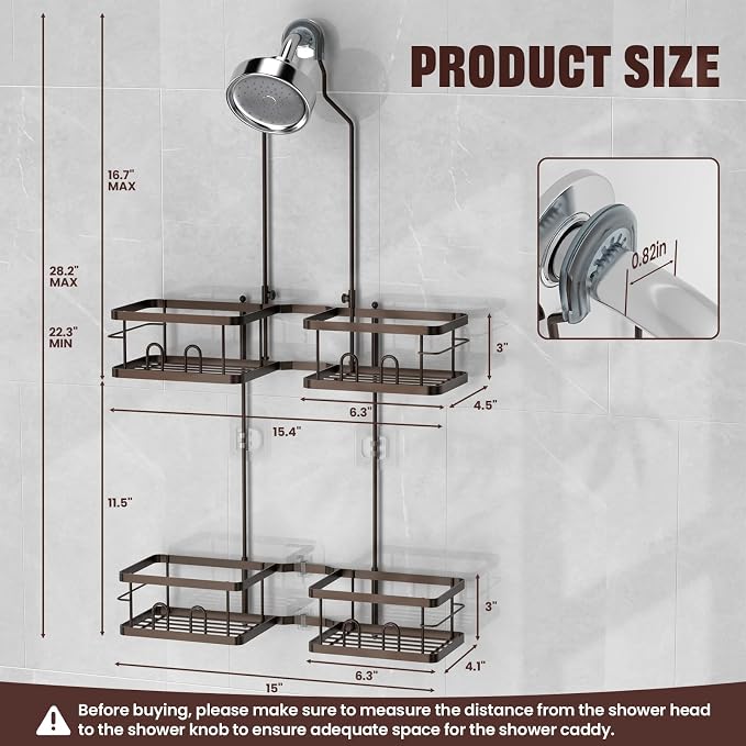 REINHARDT Adjustable Shower Caddy Hanging Rustproof Shower Caddy - Image 5