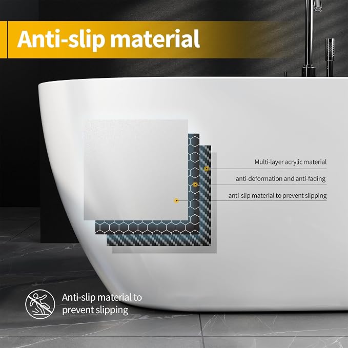 Bathtub with Upturned Ends, CUPC Chrome Drain and Overflow, Built-in Overflow - Image 8