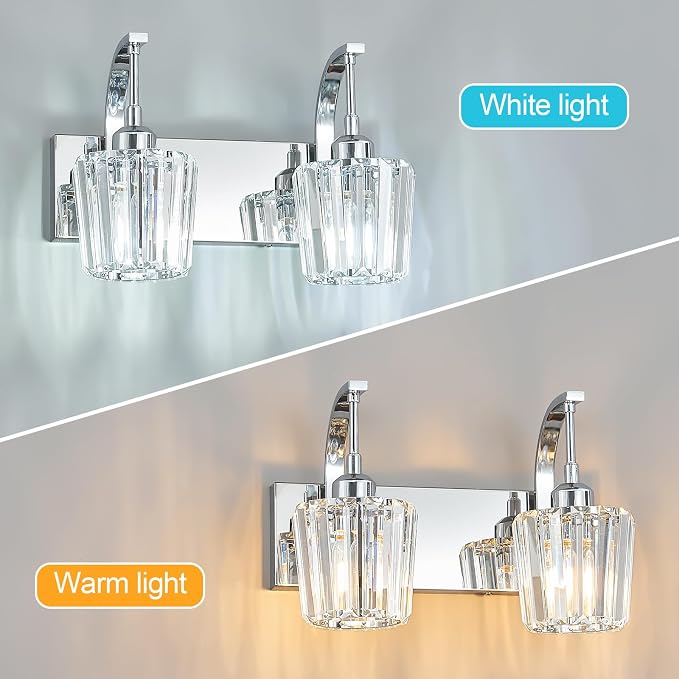 Modern Bathroom Vanity Light, 2-Light Chrome Wall Sconce - Image 5